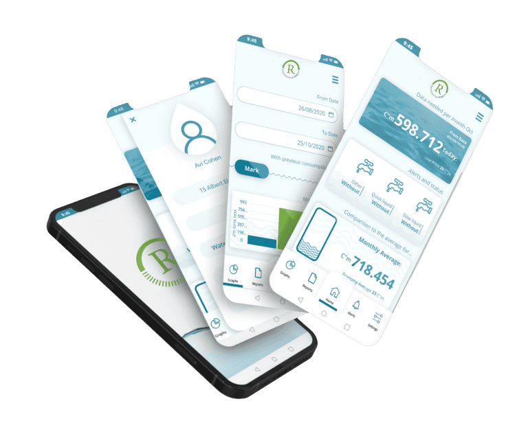 SmartMad consumer water app on mobile — dashboards, live consumption and alerts