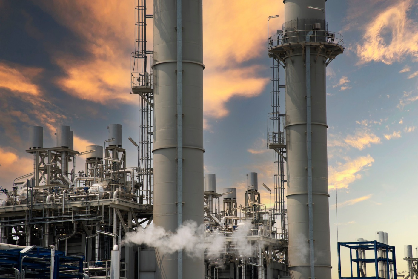 Industrial refinery at sunset